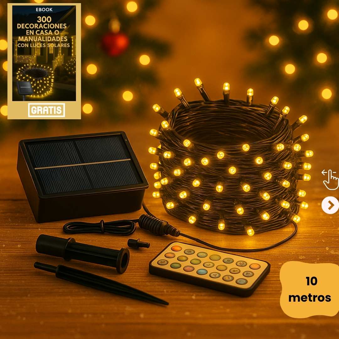 Luces con Panel Solar -   garantía de 90 días  LumiFest® Energia Limpia
