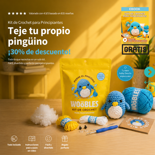 PenguWoobles™ -Kit de Crochet Pingüino Paso a Paso
